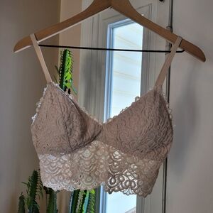 Gilly Hicks Beige Lacey Bralette, Size Womens Medium